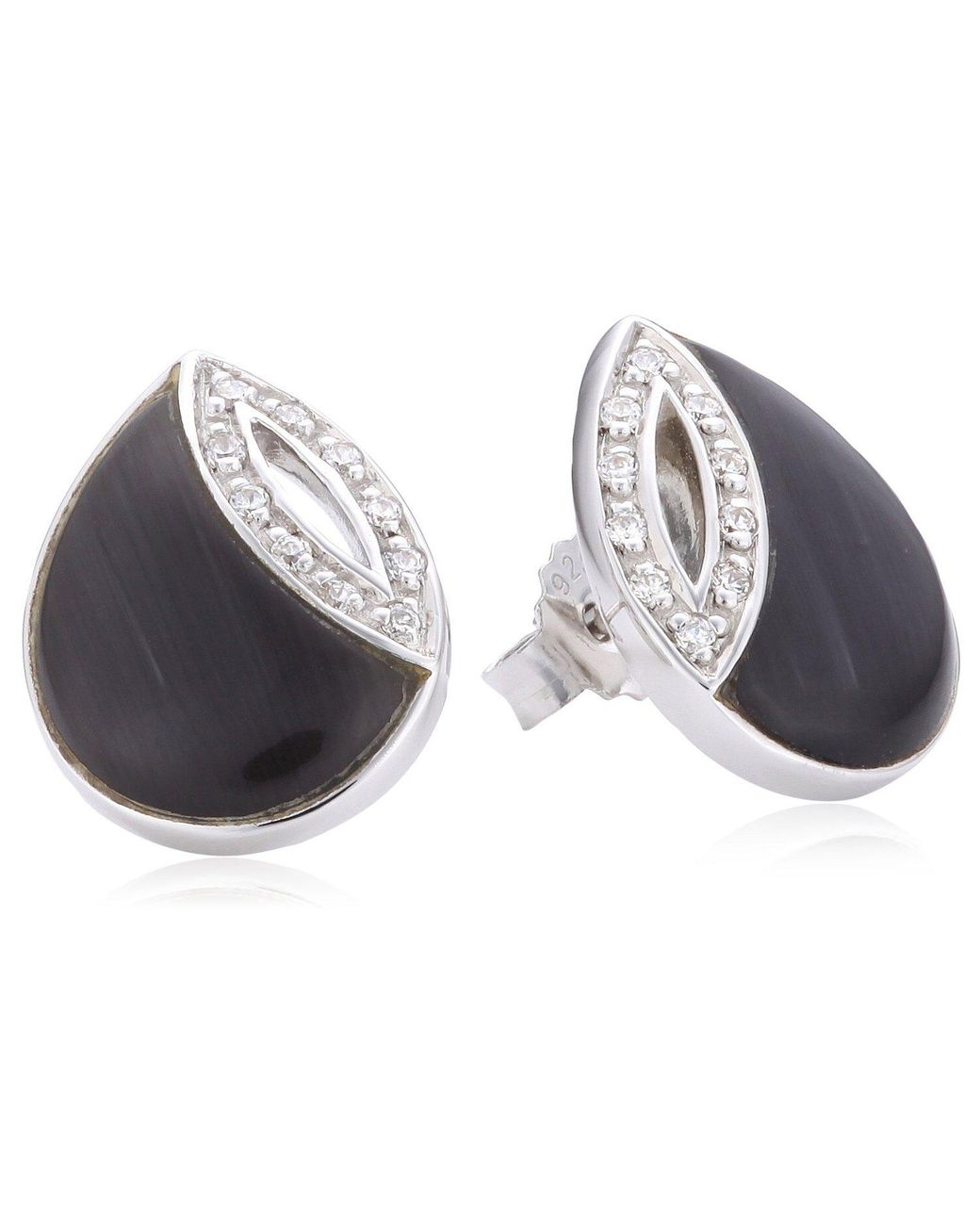 Orphelia Black 925 Sterling Stud Earrings