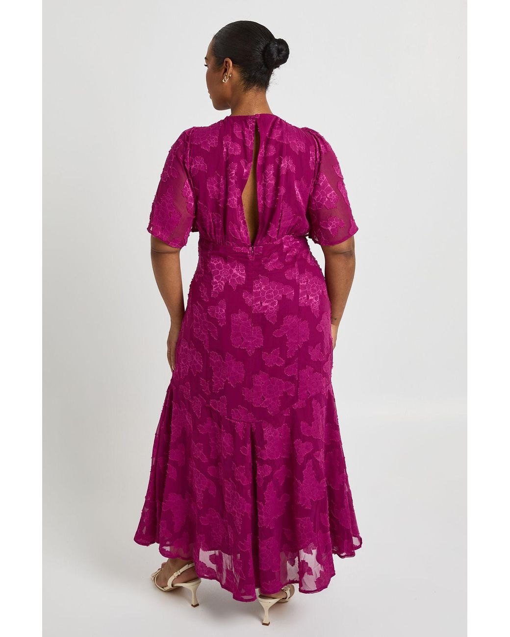 Boohoo Purple Plus Burnout Angel Sleeve Midaxi Dress