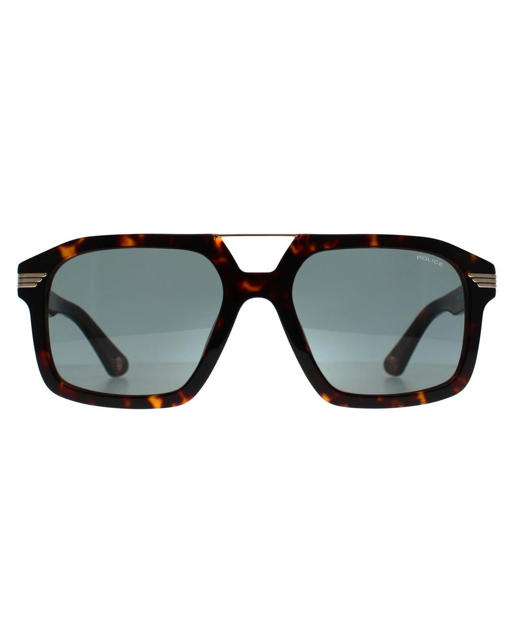 Police Black Square Shiny Dark Havana Splp28M Forty 1 for men