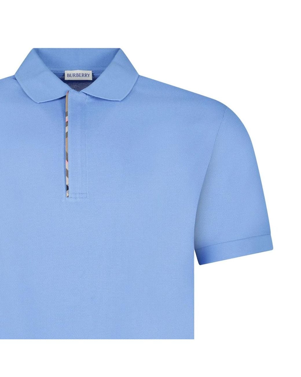 Burberry Blue Hartford Zip Polo Shirt for men