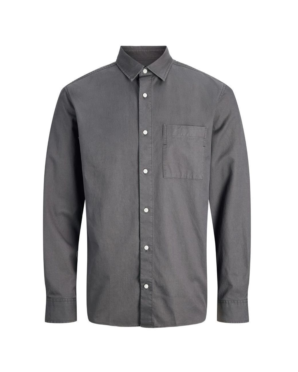 Jack & Jones Gray Tencel Shirt Regular Fit Long Sleeve for men