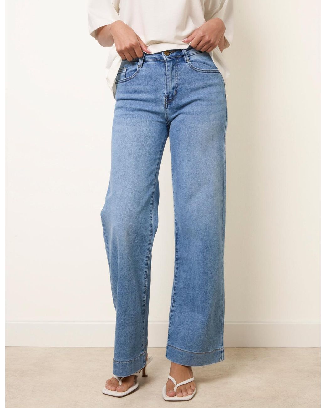 Blue Vanilla Blue Hem Wide Leg Soft Jeans