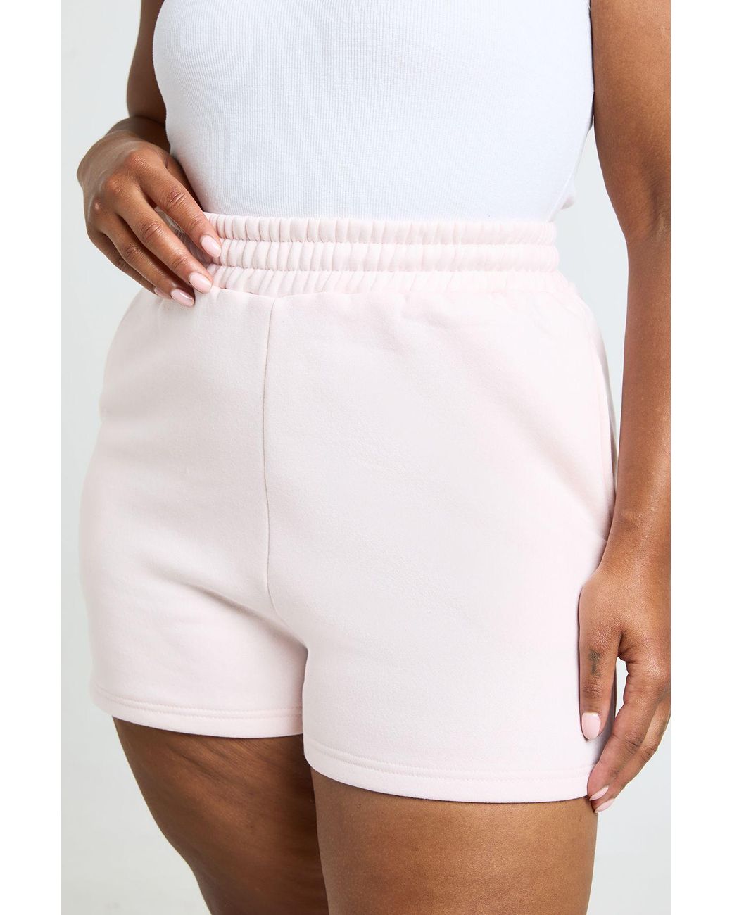 Boohoo White Plus Thick Waist Band Shorts