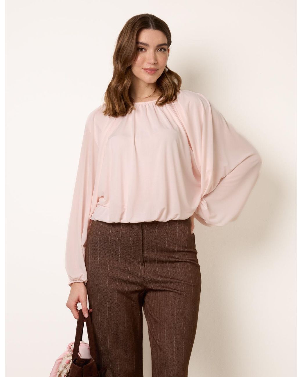 Blue Vanilla Pink Batwing Puffball Blouse