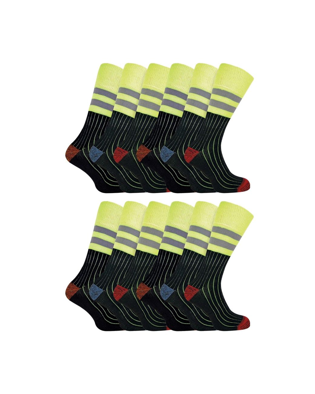 Sock Snob Green 3 Pack Heavy Duty Cotton Hi Viz Work Socks for men