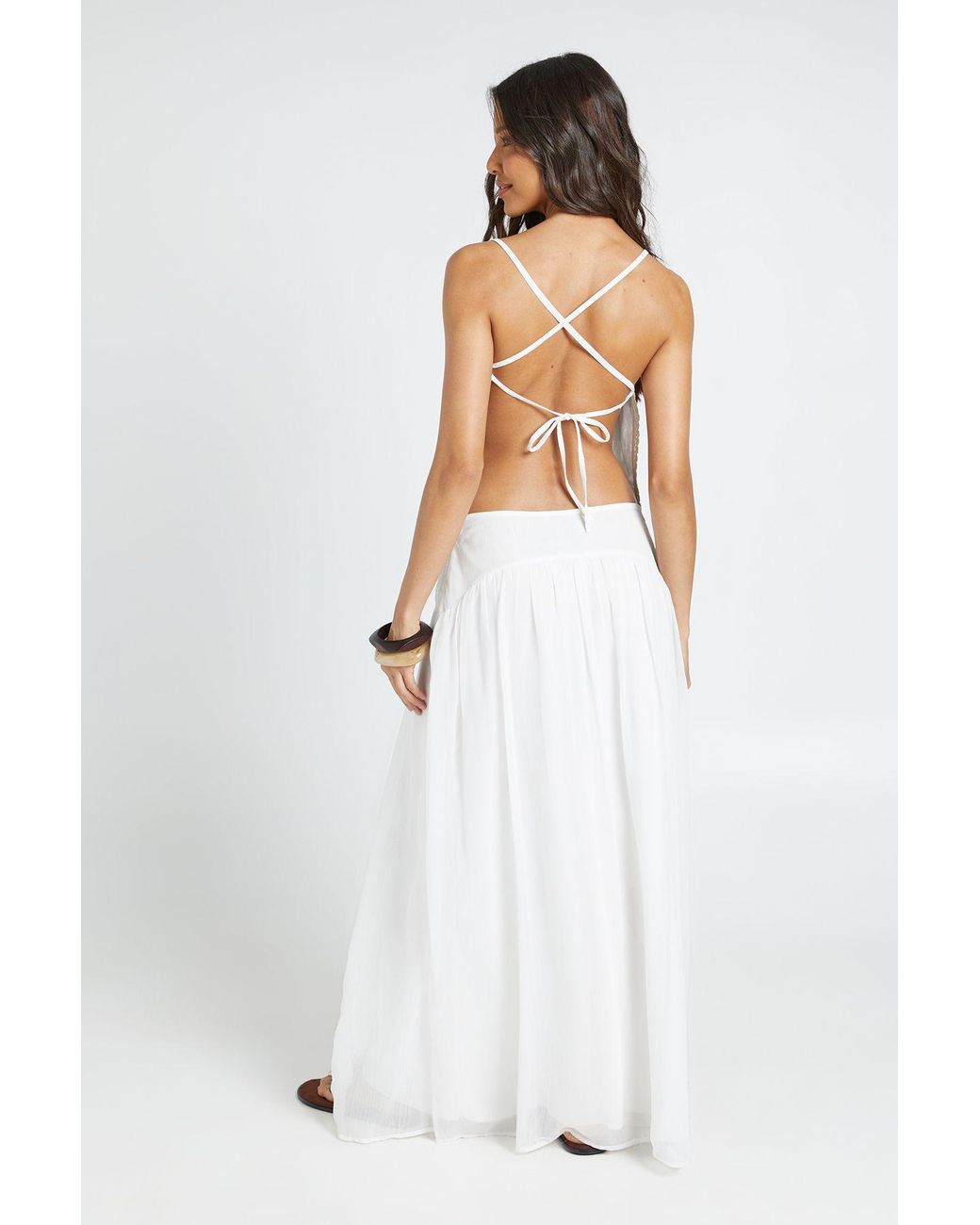 Boohoo Blue Emboridered Lace Godet Maxi Skirt