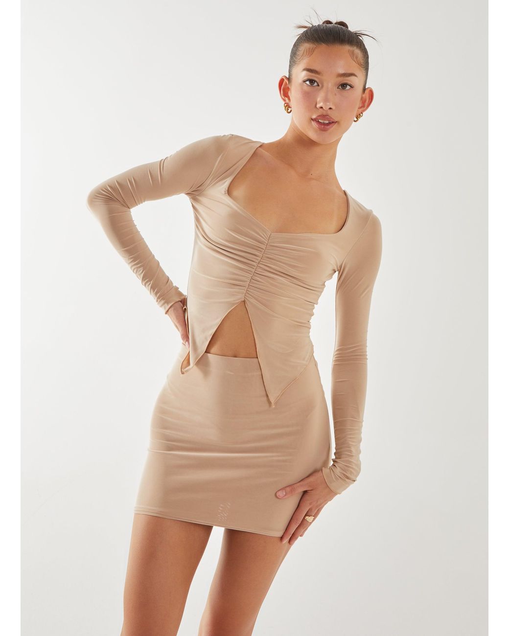 Pink Vanilla Natural Slinky Ruched Butterfly Top