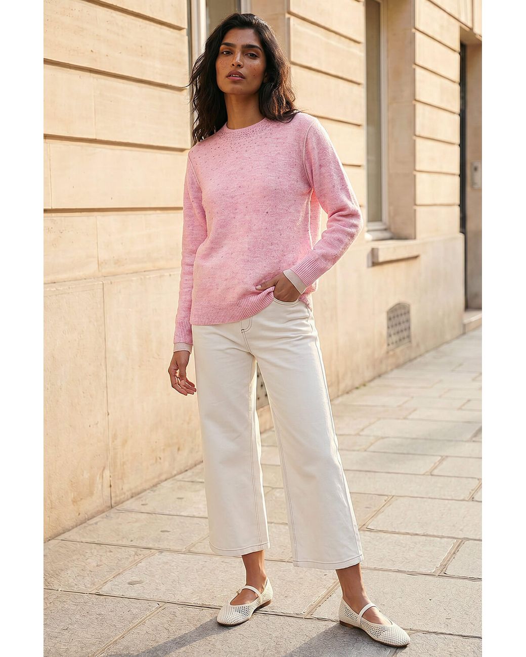 Roman Pink Embellished Knit Jumper