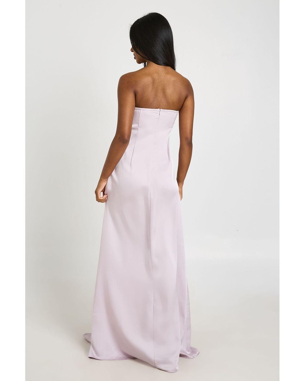 Boohoo Pink Ruched Bust Drape Front Satin Maxi Dress