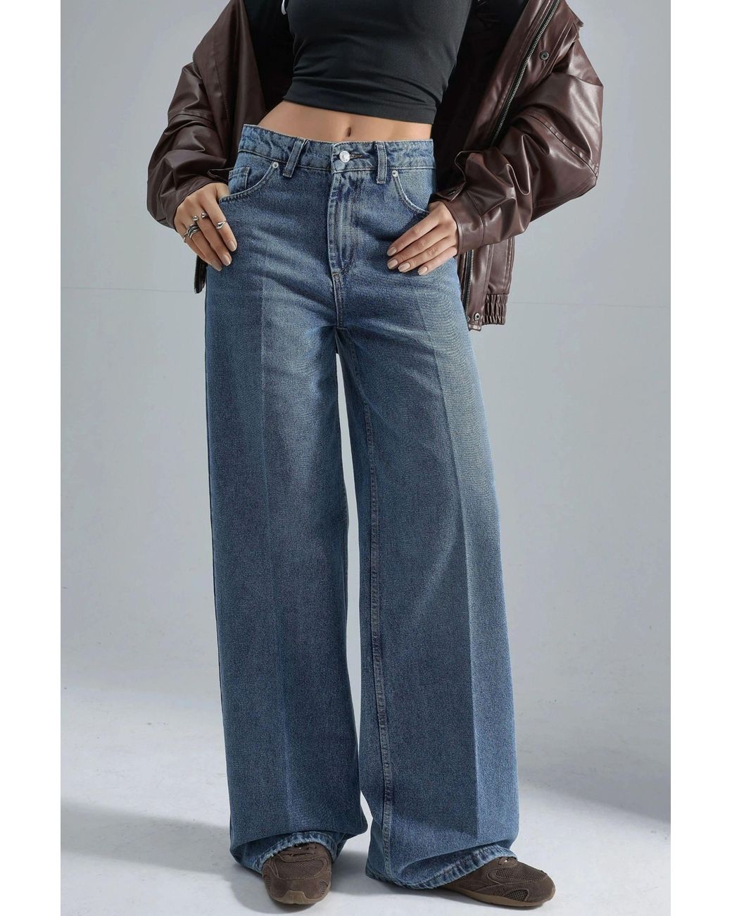 Hiccup Blue Squalo High Waist Wide Leg Jeans