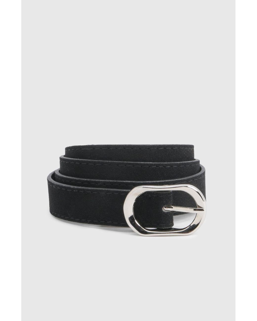Boohoo Black Oval Buckle Detail Belt