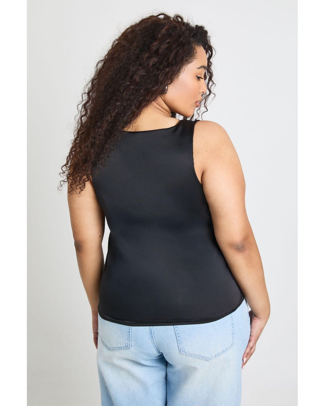 Boohoo Black Plus Scoop Neck Lace Cami Top