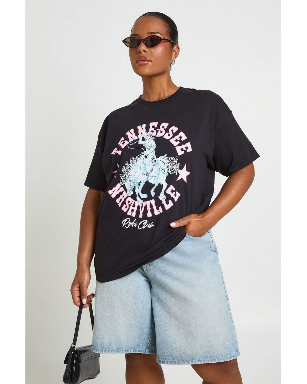 Boohoo Blue Plus Tennessee Nashville Oversized T-Shirt