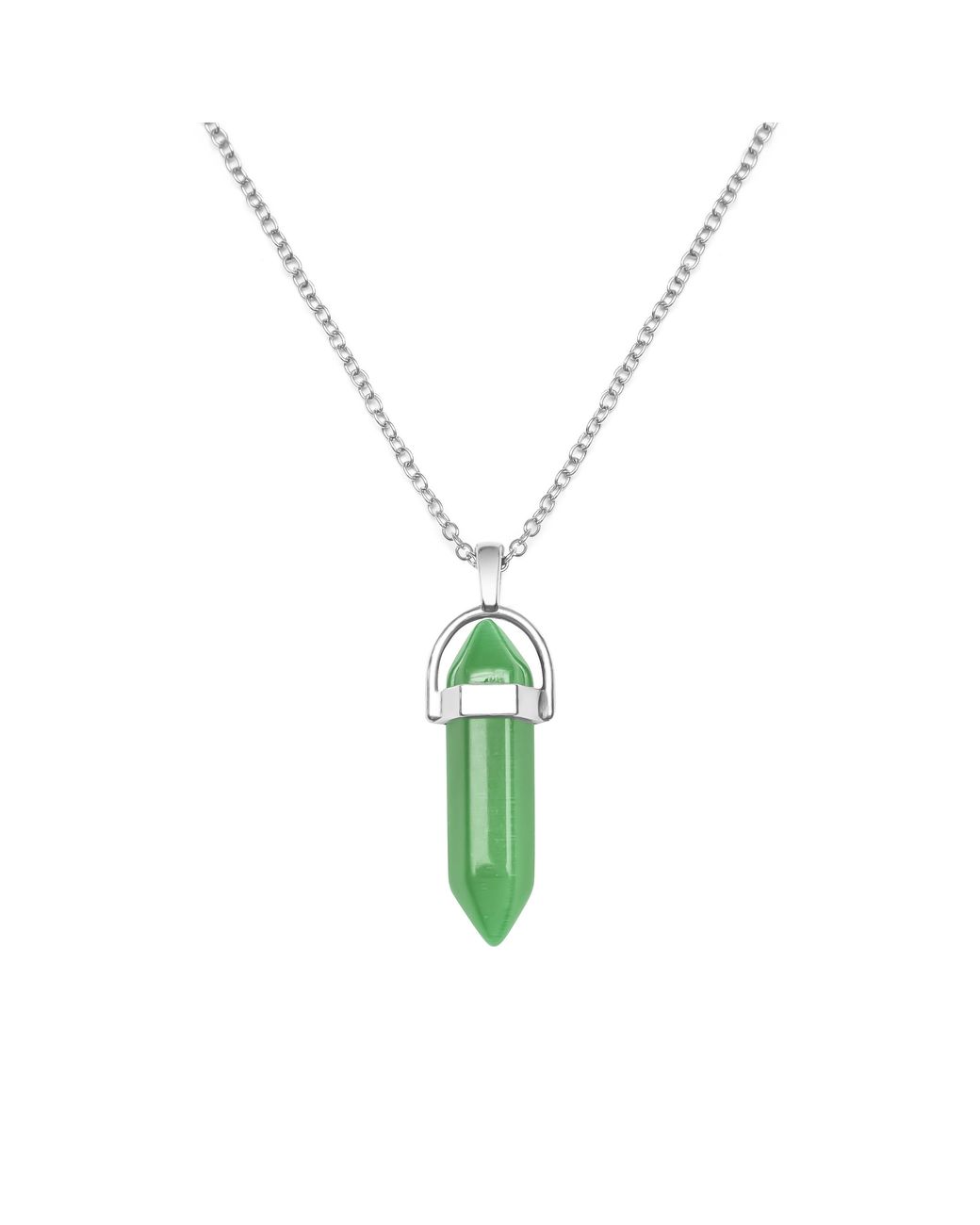 The Jewellery Stockroom Metallic Plated Emerald Crystal Drop Charm Necklace