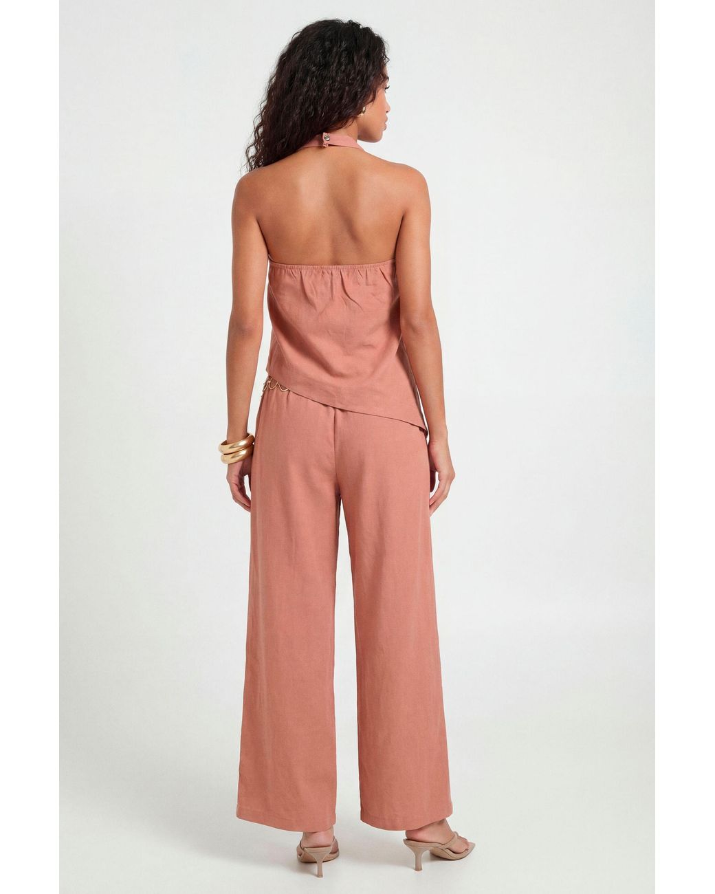 Boohoo Green Peached Wide Leg Trouser