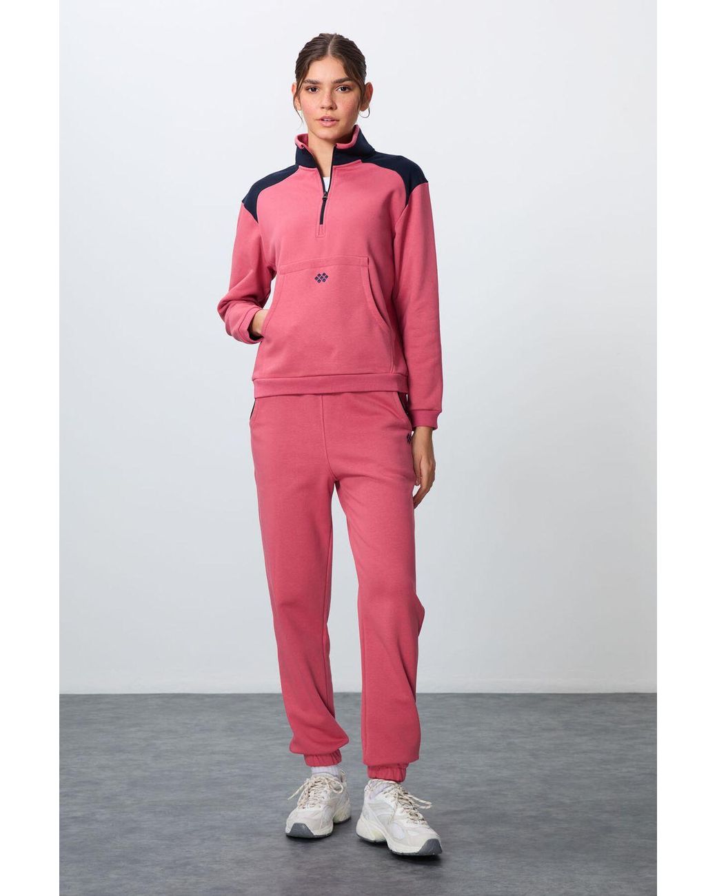 TOMMY LIFE Red Color-Blocked Fleece Tracksuit Set