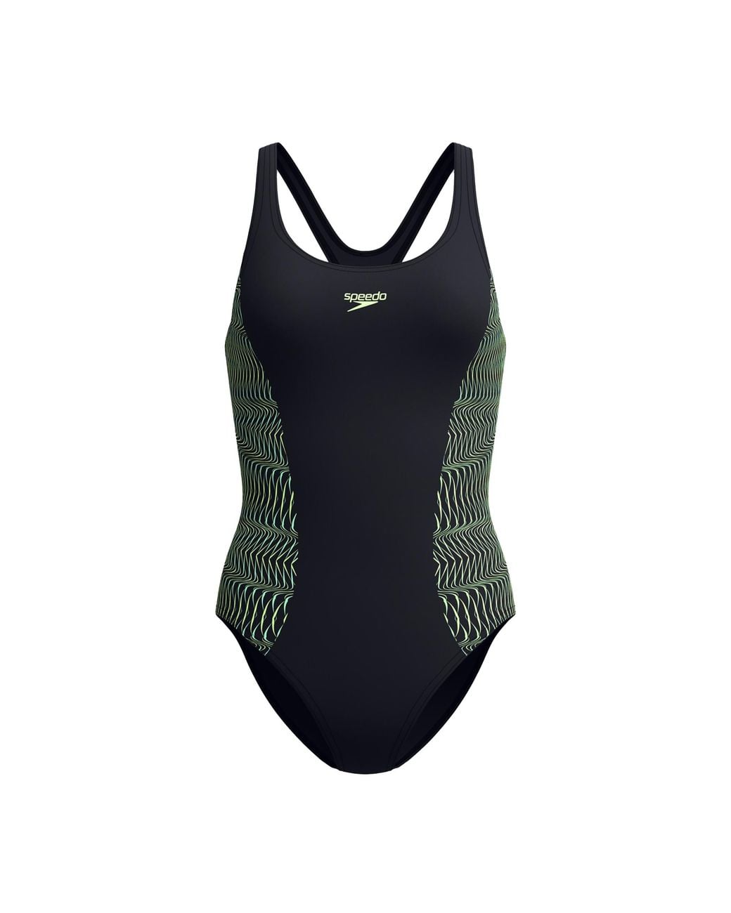 Speedo Black Ladies Placement Medalist Printed One Piece Swimsuit /Light)