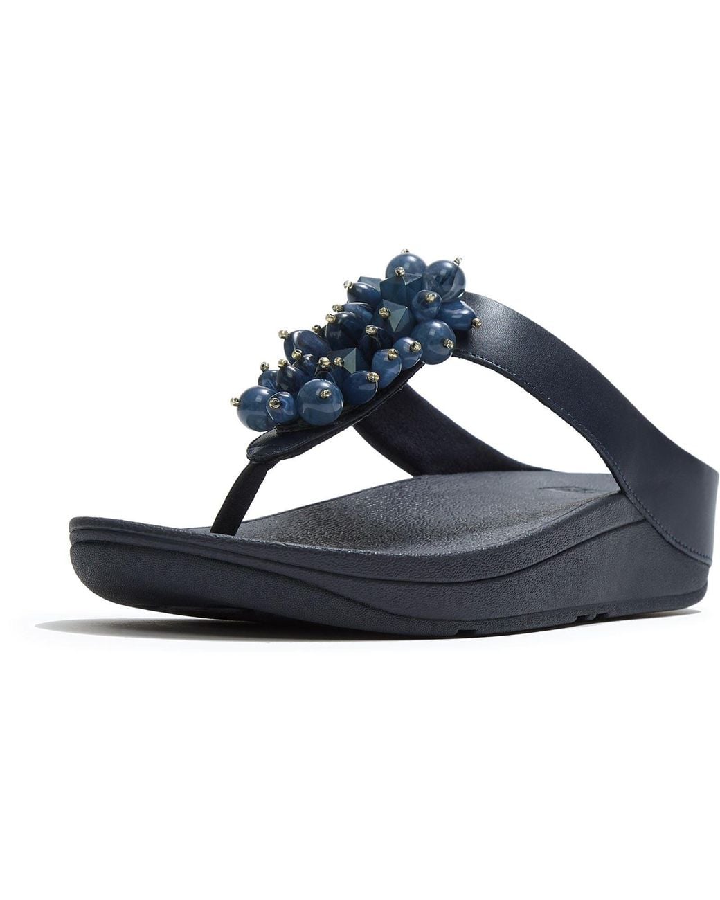 Fitflop Blue Fino Toe-Post Polyurethane Midnight Sandals