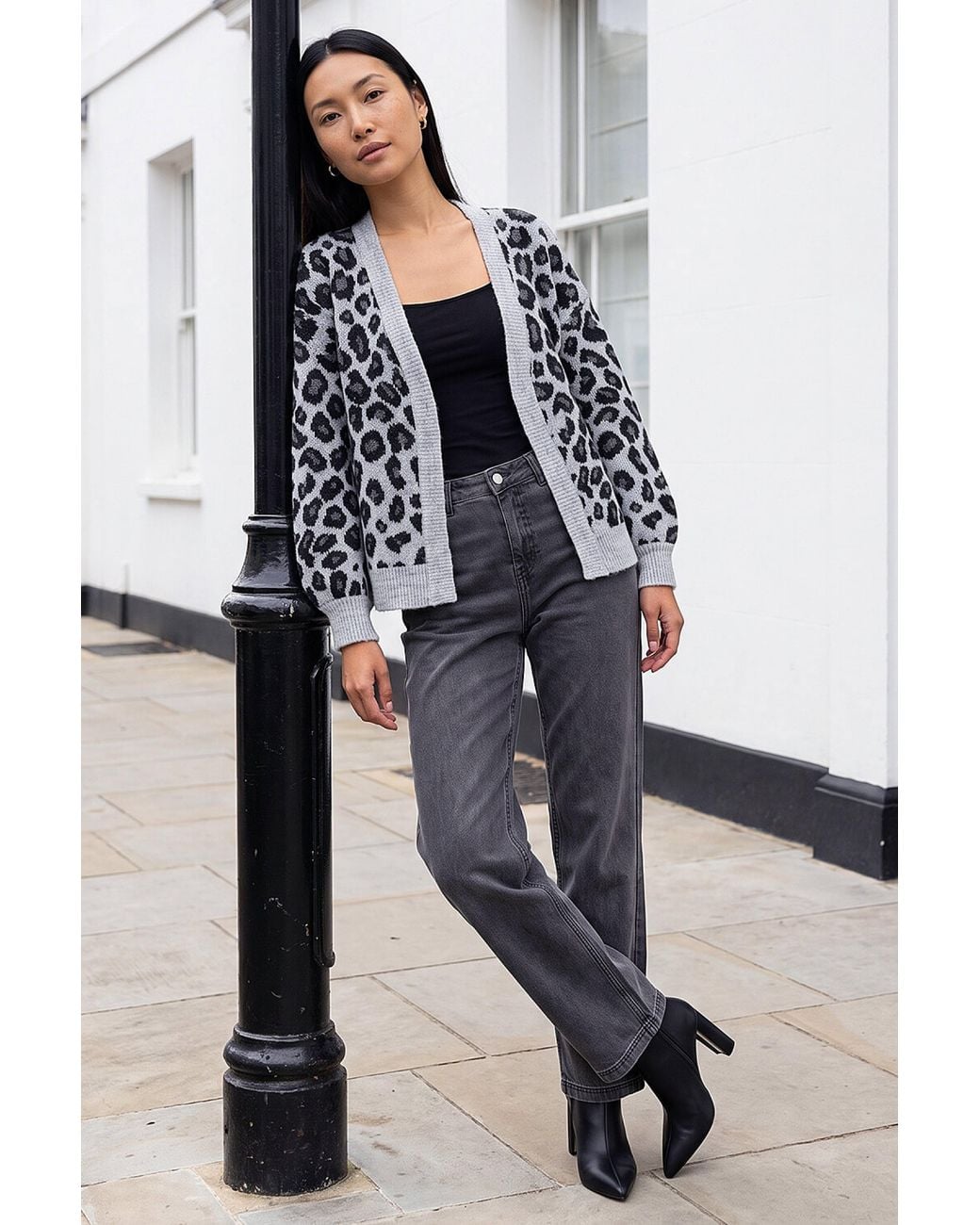 Roman Black Jacquard Animal Cardigan