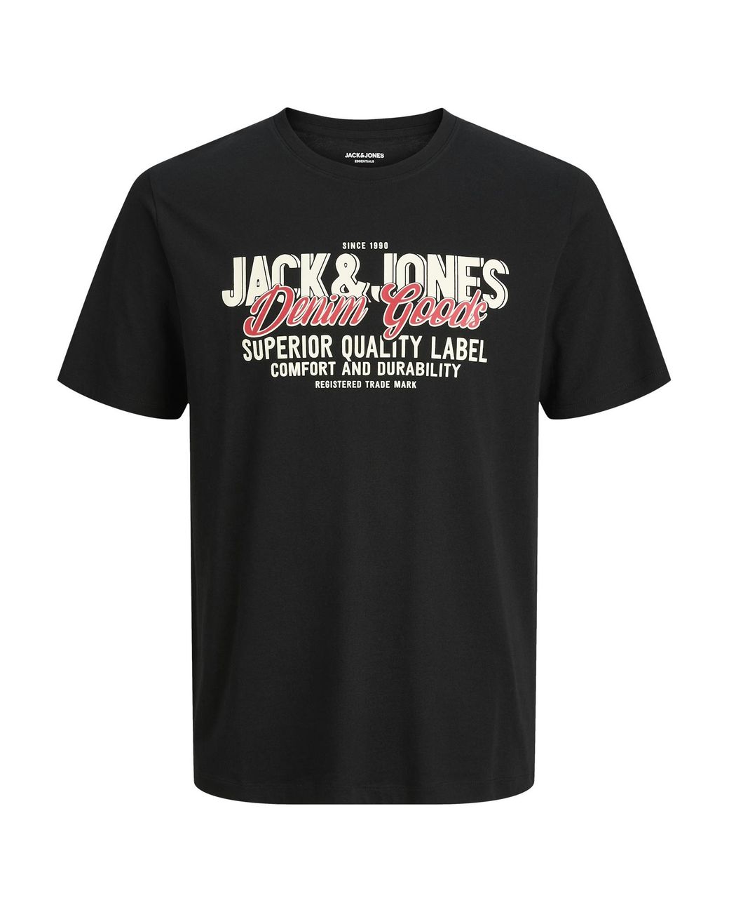 Jack & Jones Black Colour Logo T-Shirt Plus Size for men