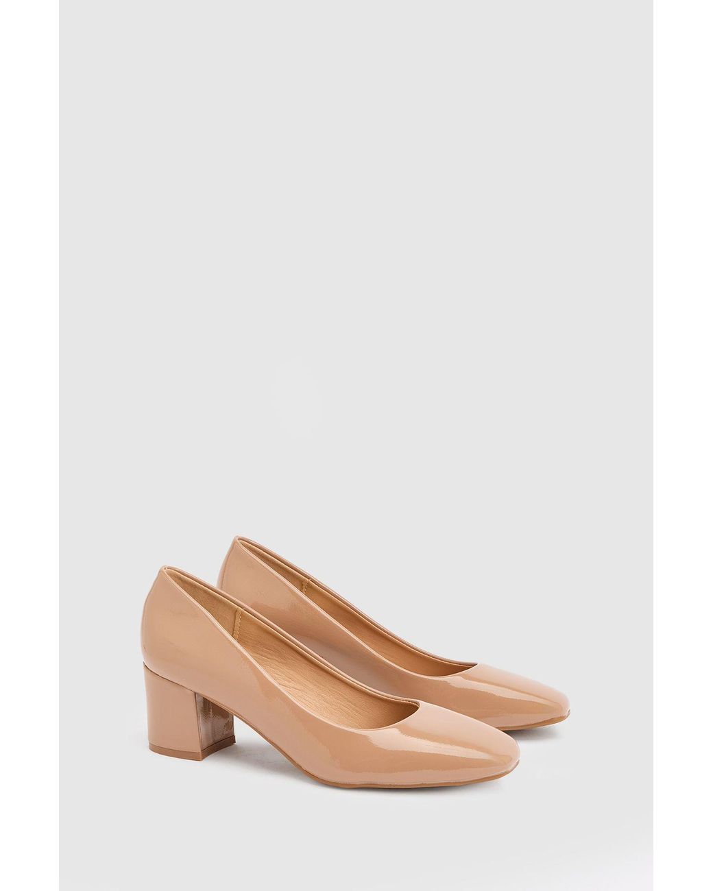 Good for the Sole Pink Bonita Faux Patent Leather Medium Block Heel Court Shoes