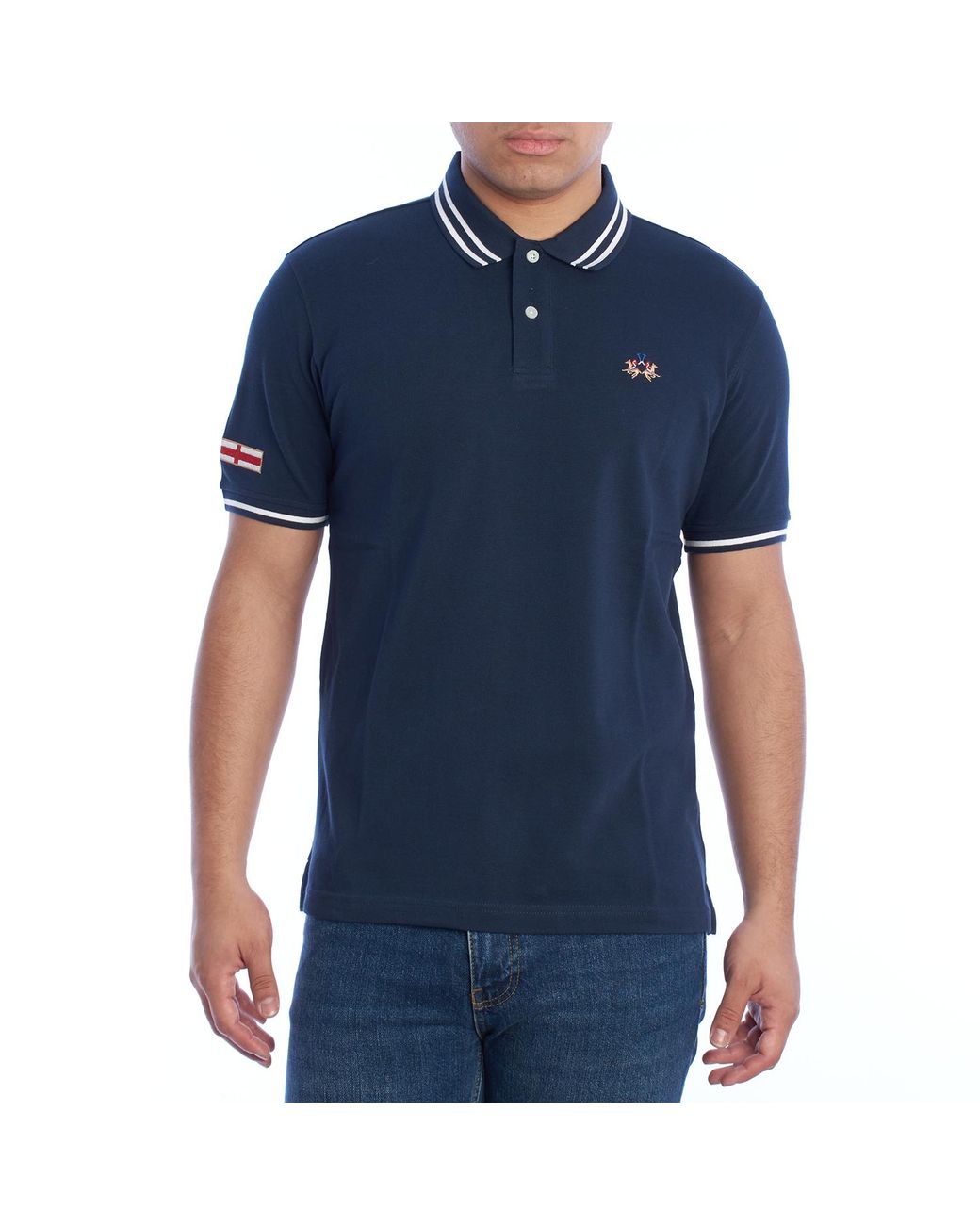 La Martina Blue Regular Fit Short Sleeve Polo Ymp014-Pk031 for men