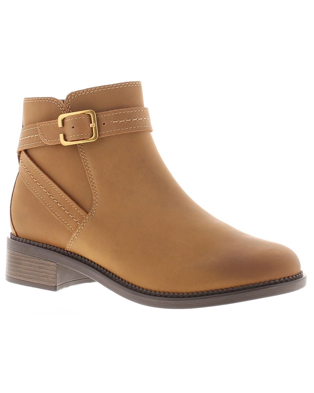 Clarks Brown Ankle Boots Maye Strap Leather Zip
