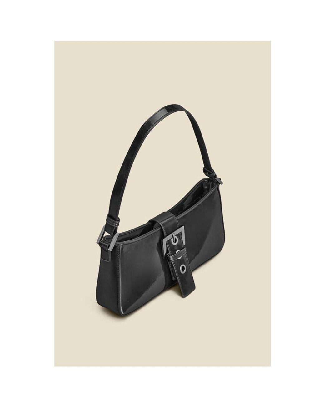 Sosandar Natural Patent Buckle Detail Shoulder Bag Faux Leather