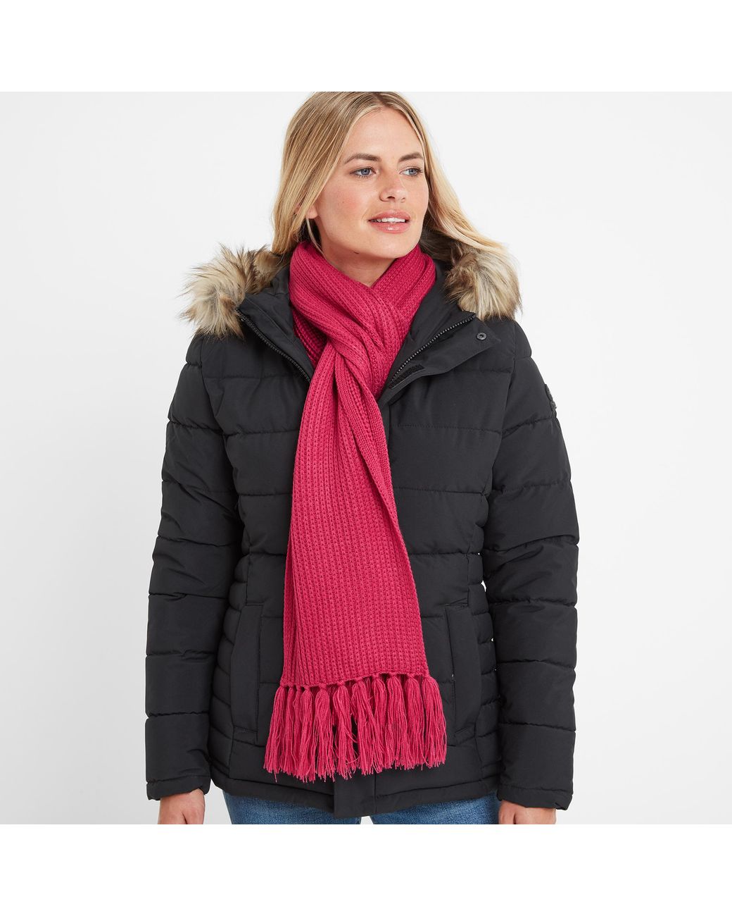 TOG24 Red Hanlith Ribbed Scarf Cerise
