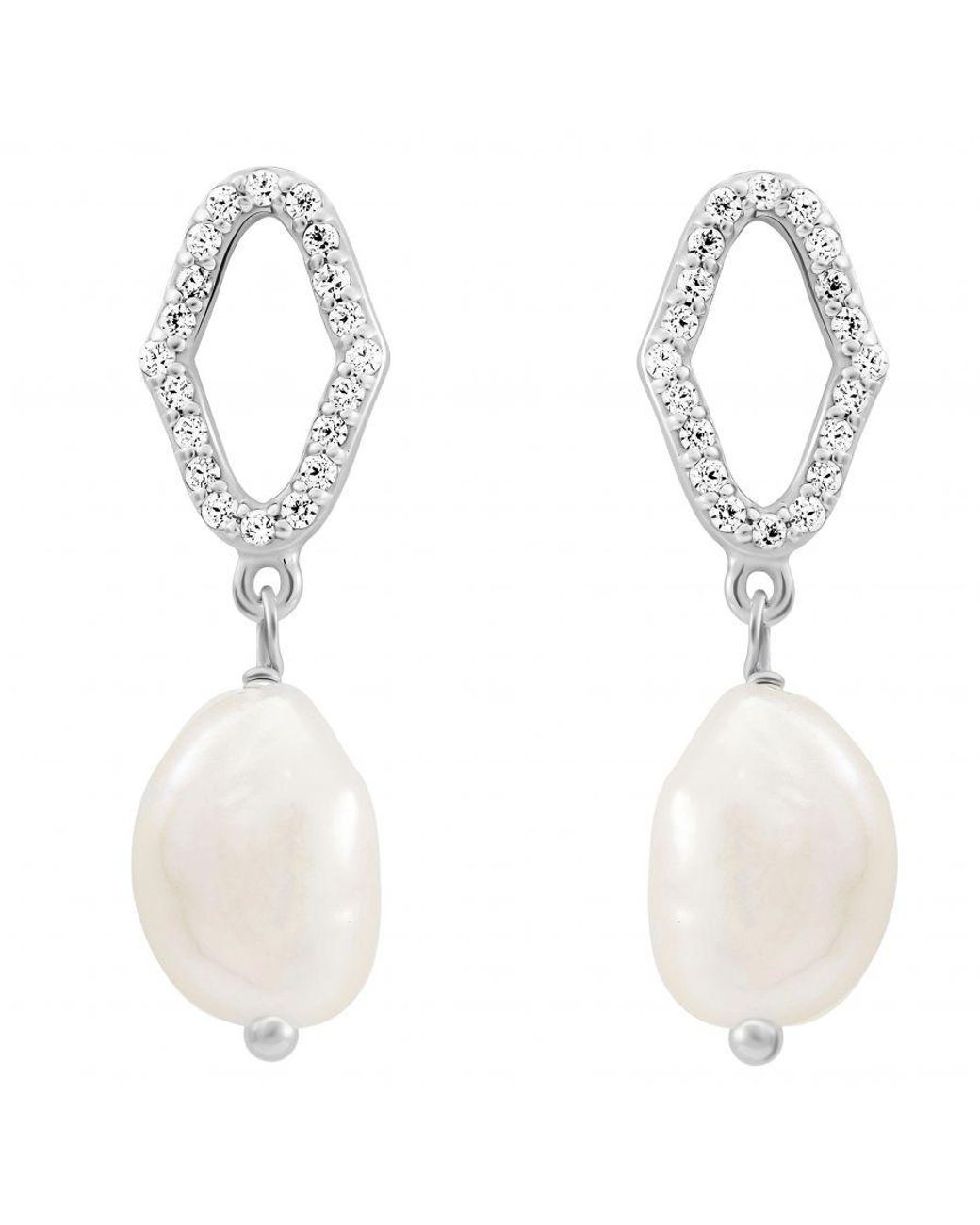 Orphelia White 'Normandy' 925 Sterling Drop Earrings