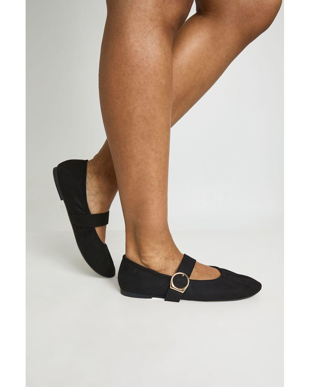 Boohoo White Wide Fit Ruched Mary Jane Ballets