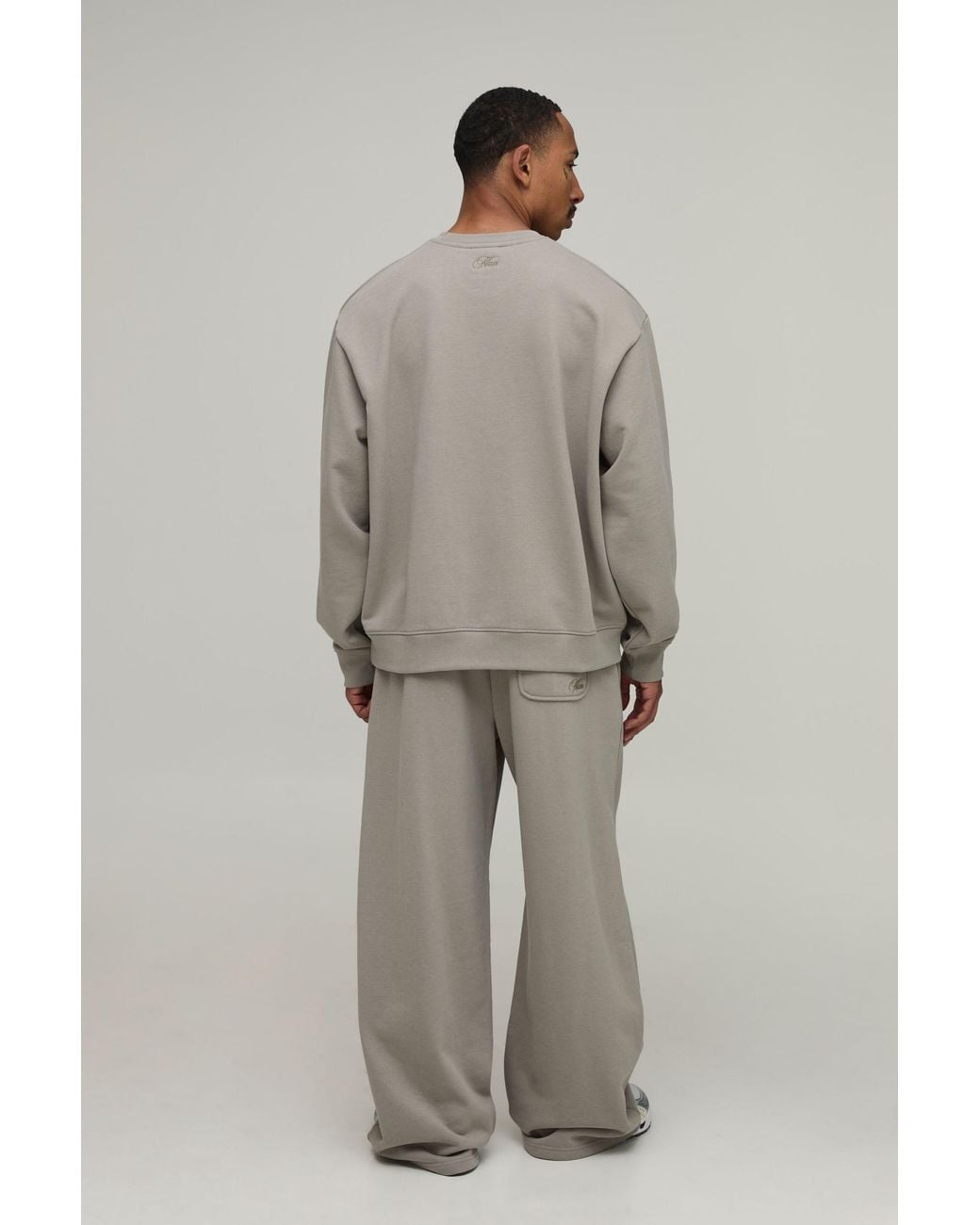 BoohooMAN Gray Oversized Premium 480Gsm Sweatshirt for men