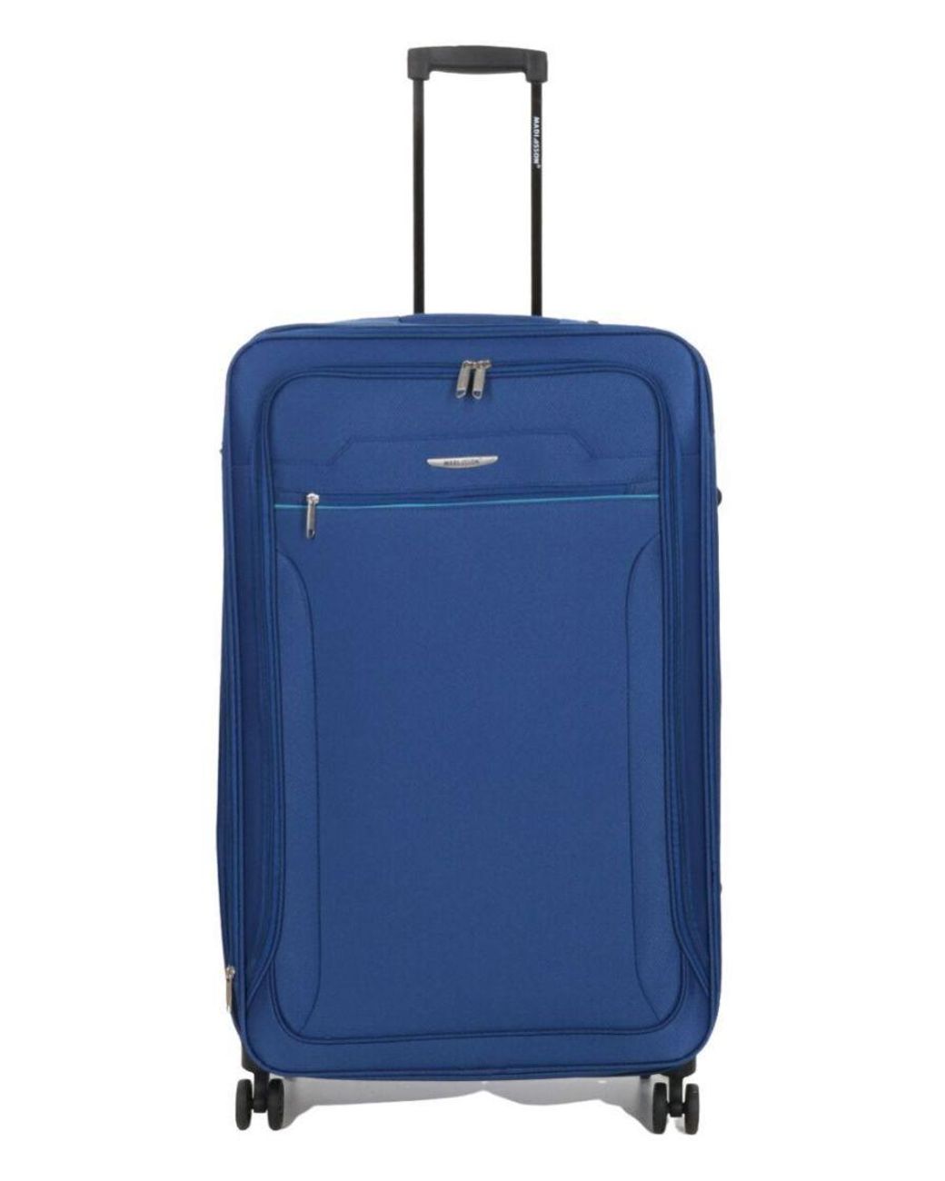 Infinity Leather Blue Lightweight Soft Suitcases 4 Wheel Luggage Travel Expandable