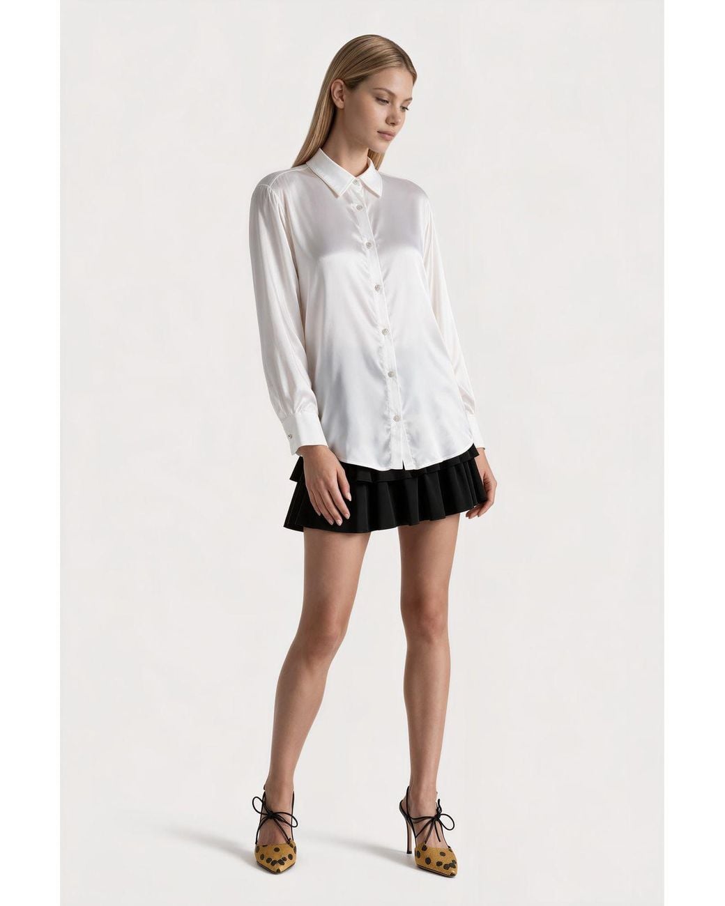 Msn-Collection White Lycra T-Shirt