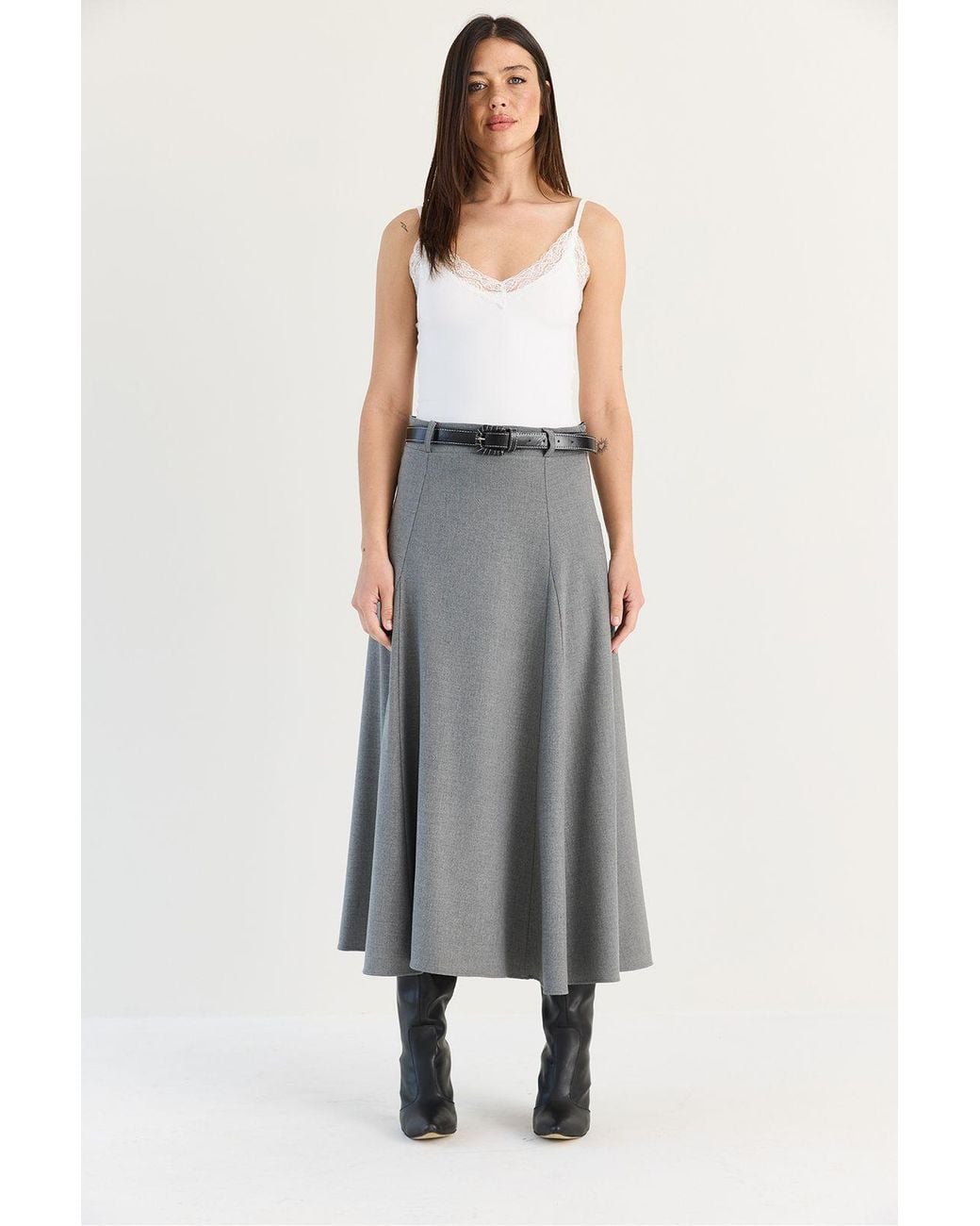Bianco Lucci Gray Midi Skirt