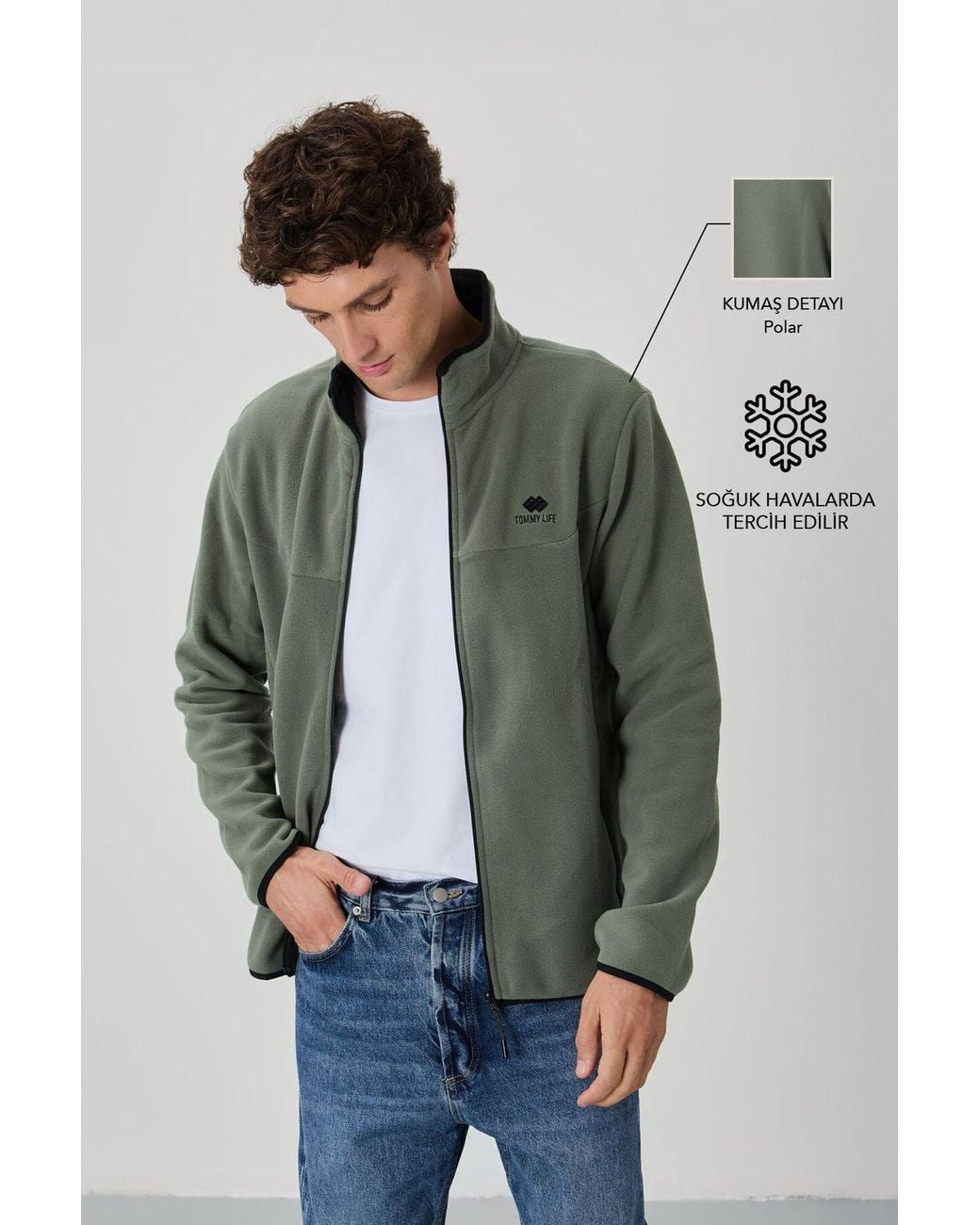 TOMMY LIFE Multicolor Plush Zip-Front Sweatshirt for men