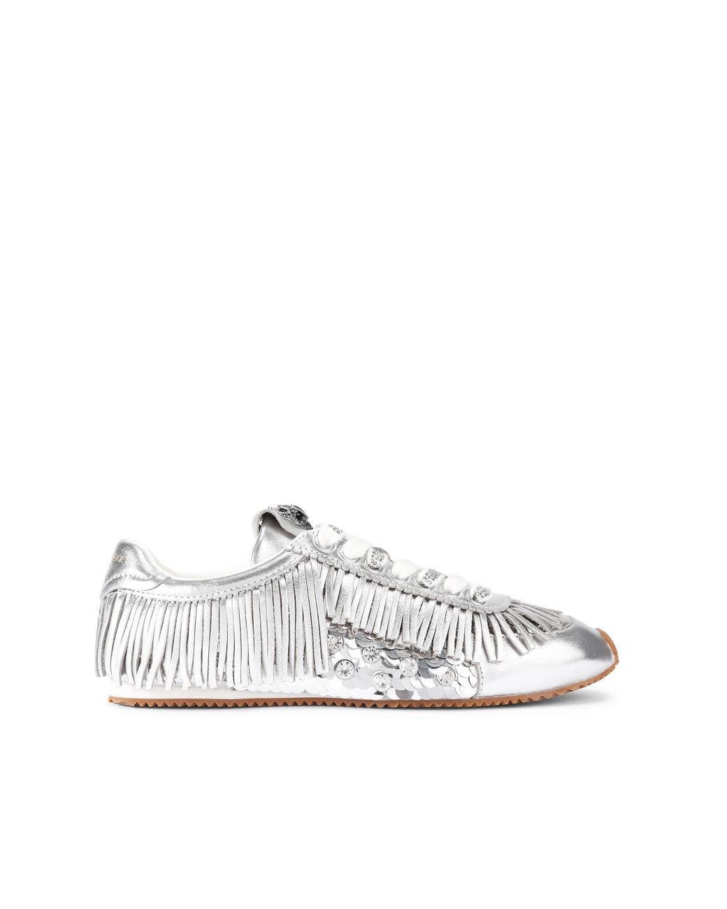 Kurt Geiger White Leather Islington Fringe Sneaker Sneakers