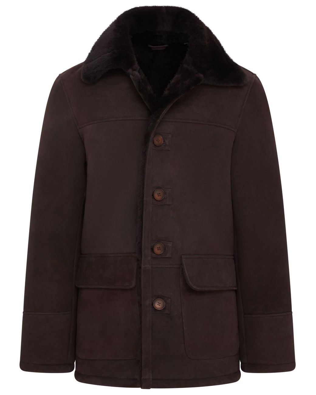 Infinity Leather Black Shearling Sheepskin Car Coat for men