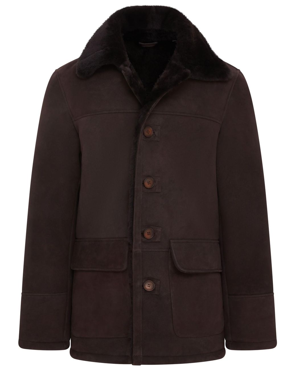 Infinity Leather Black Shearling Sheepskin Car Coat for men