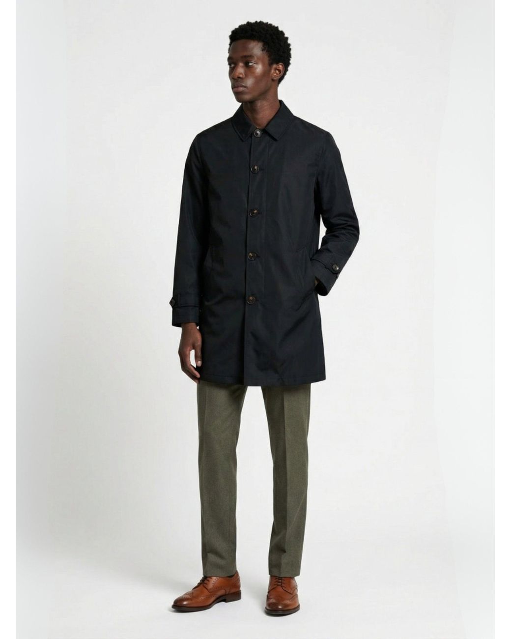 Harry Brown London Black James Basic Raincoat for men