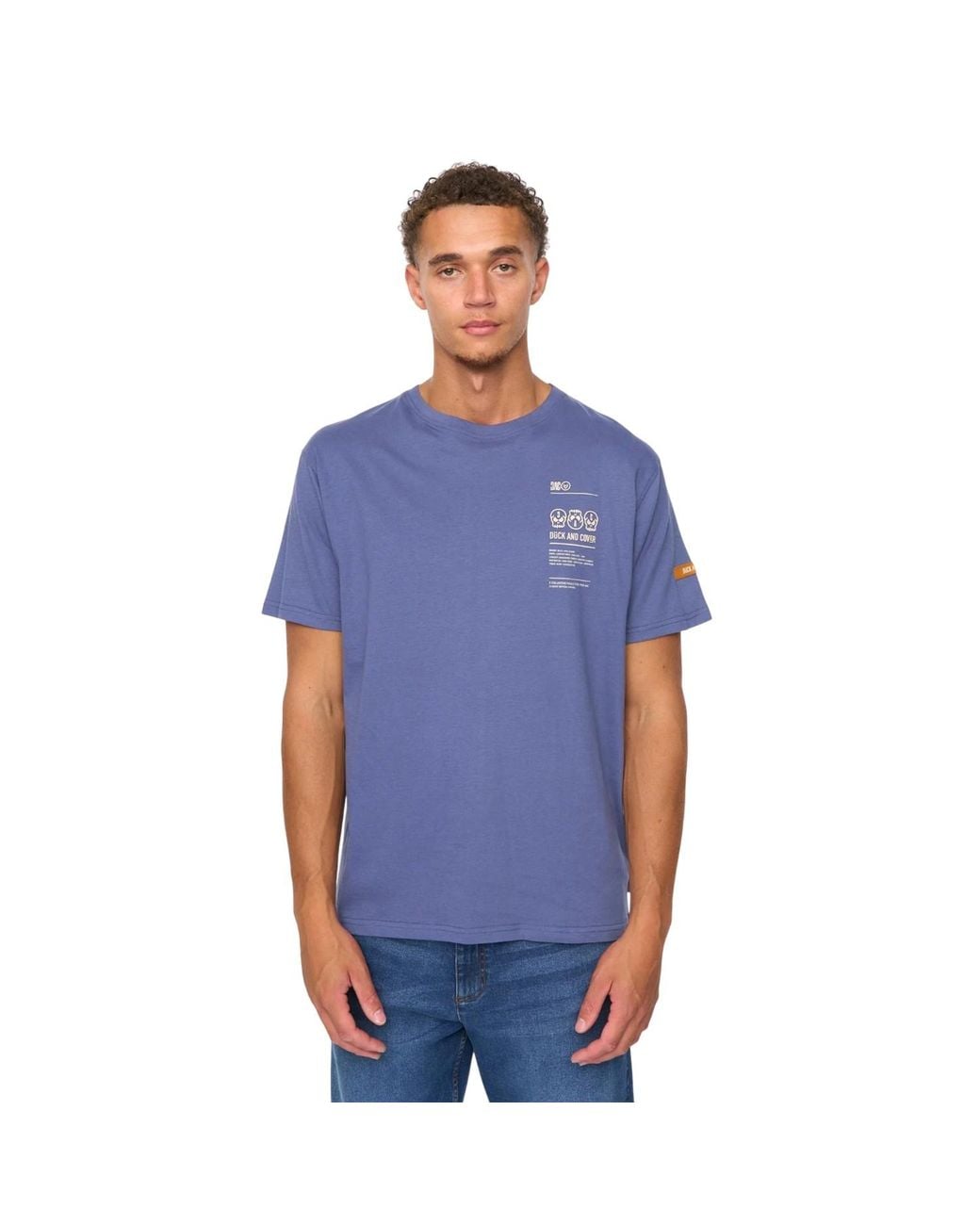 Duck and Cover Blue Cramptone T-Shirt (Denim) Cotton for men