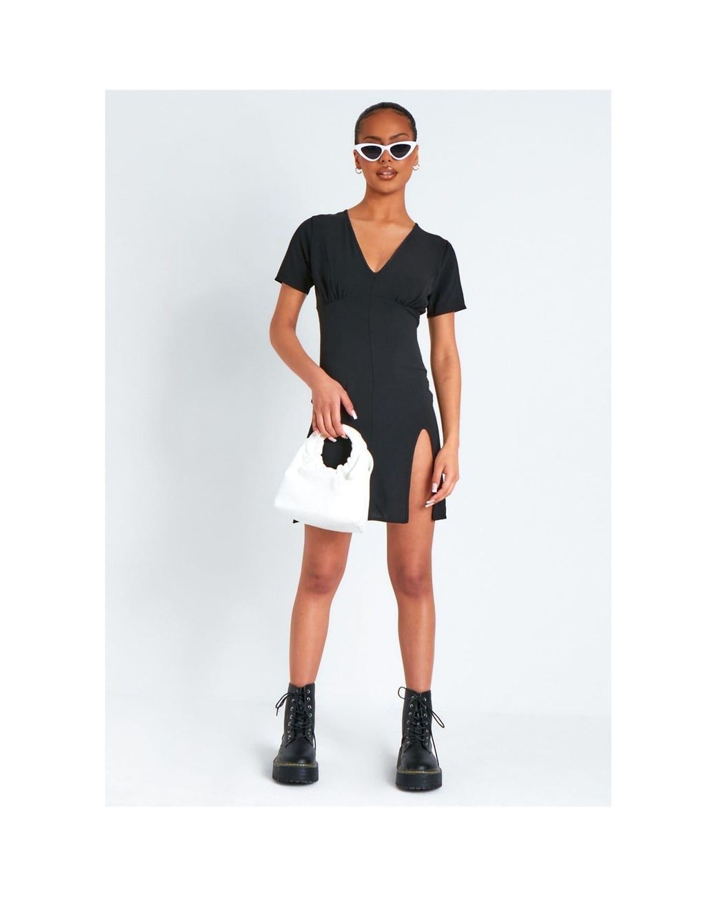 Missy Empire Blue Missy Empire Tea Dress With Split