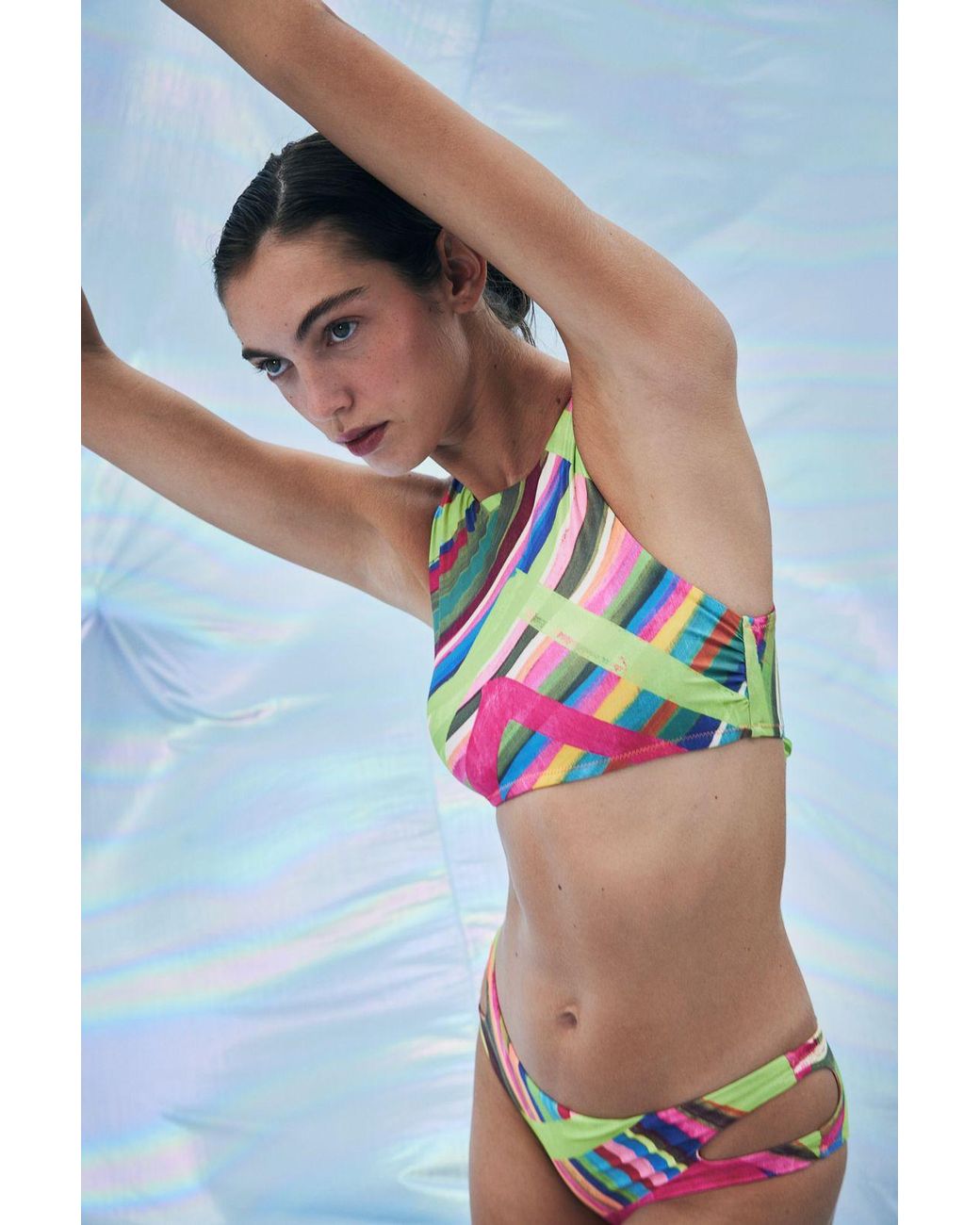 Penti Blue High-Waist Striped Hipster Bikini Bottoms