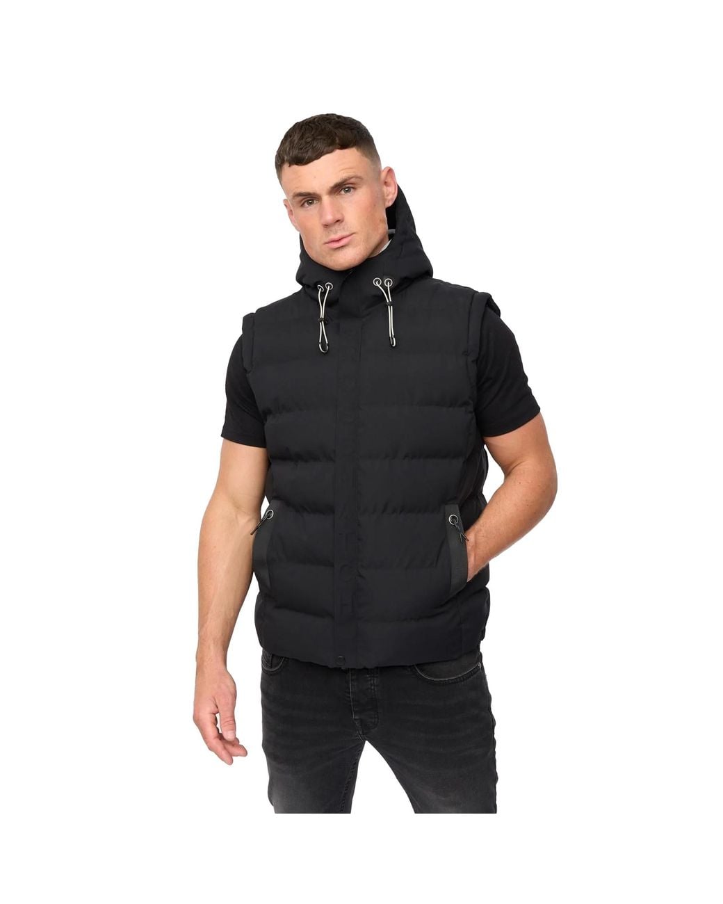 Crosshatch Black Kampleys Embossed Padded Gilet for men