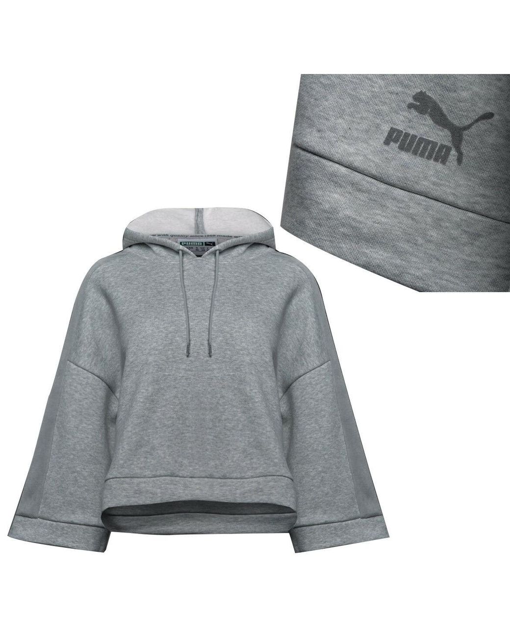 PUMA Gray Xtreme Copped S Pullover Hooded Sweatshirt Jumper Grey 573156 04 Z41a