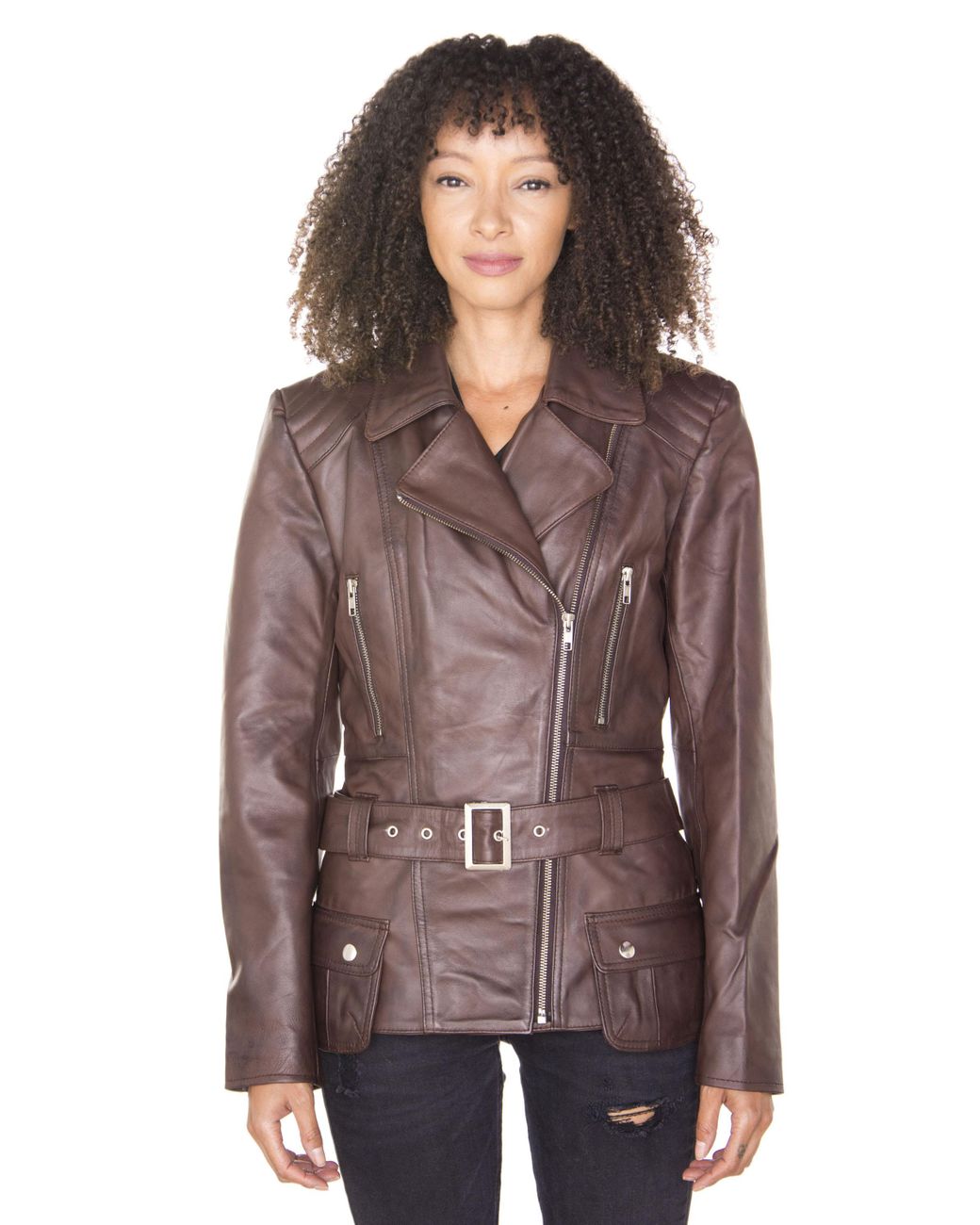Infinity Leather Purple Long Biker Jacket-Quito