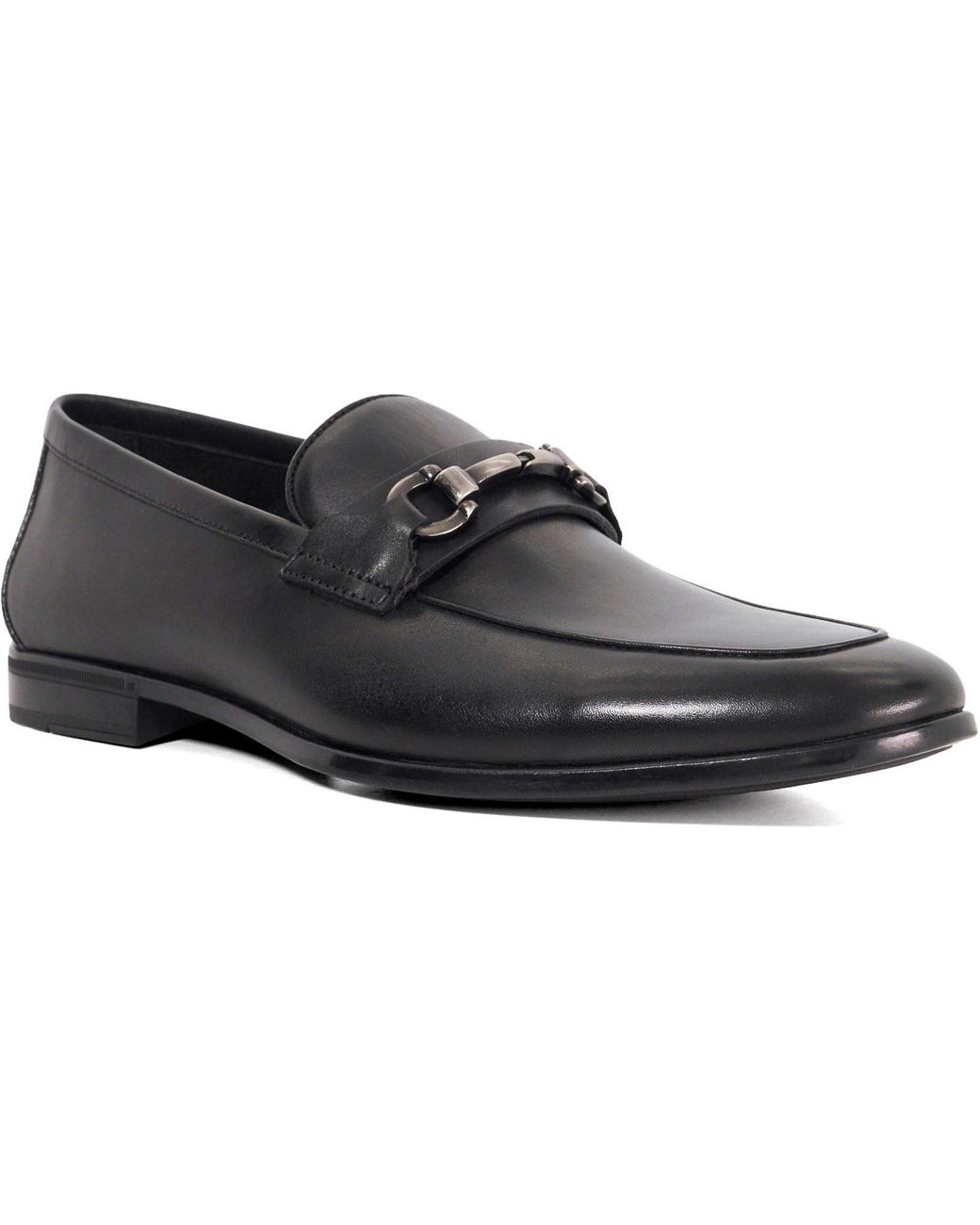 Dune Black Seymore Leather Slip-On Shoes for men
