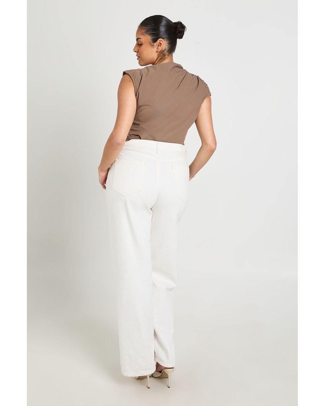 Boohoo White Plus Ruched Grown On Neck Bodysuit