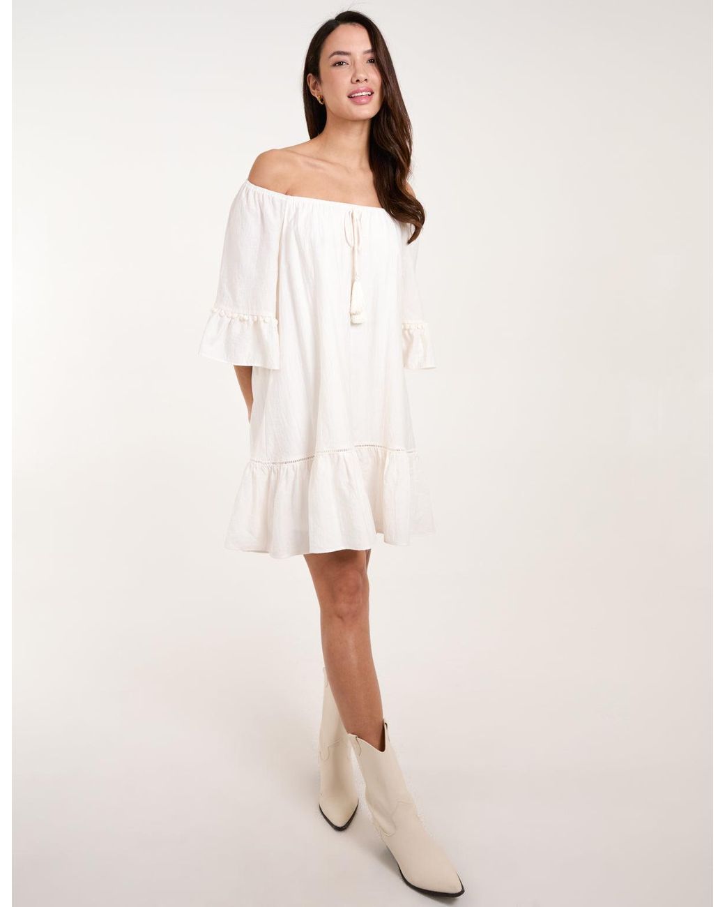 Blue Vanilla Natural On Off Shoulder Tunic Dress