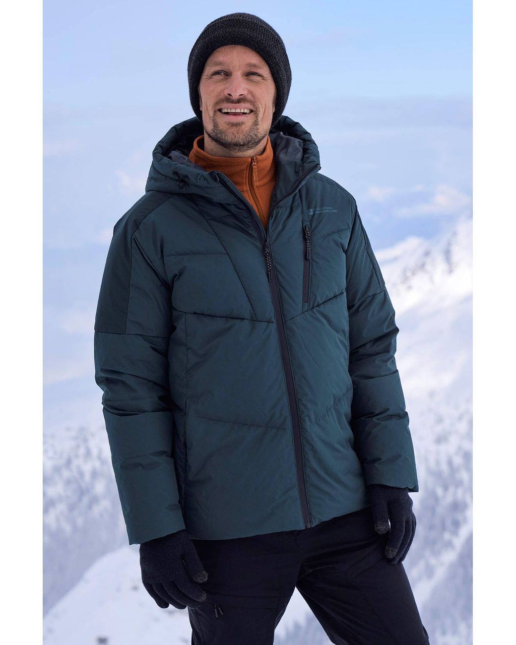 Mountain Warehouse Blue 'Frost Tech' Extreme Down Jacket Padded Water Resistant Puffer Winter Coat for men